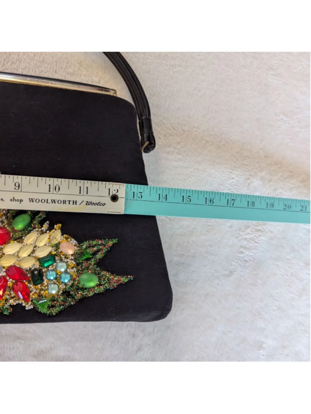 Caron of Houston Vintage Black Bejeweled Cornucopia Clutch